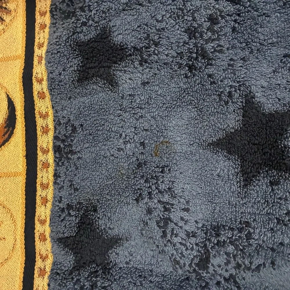 Vtg 90s Springmaid Celestial Bath Towel Navy Blue Sun Moon Stars Y2K Whimsigoth
